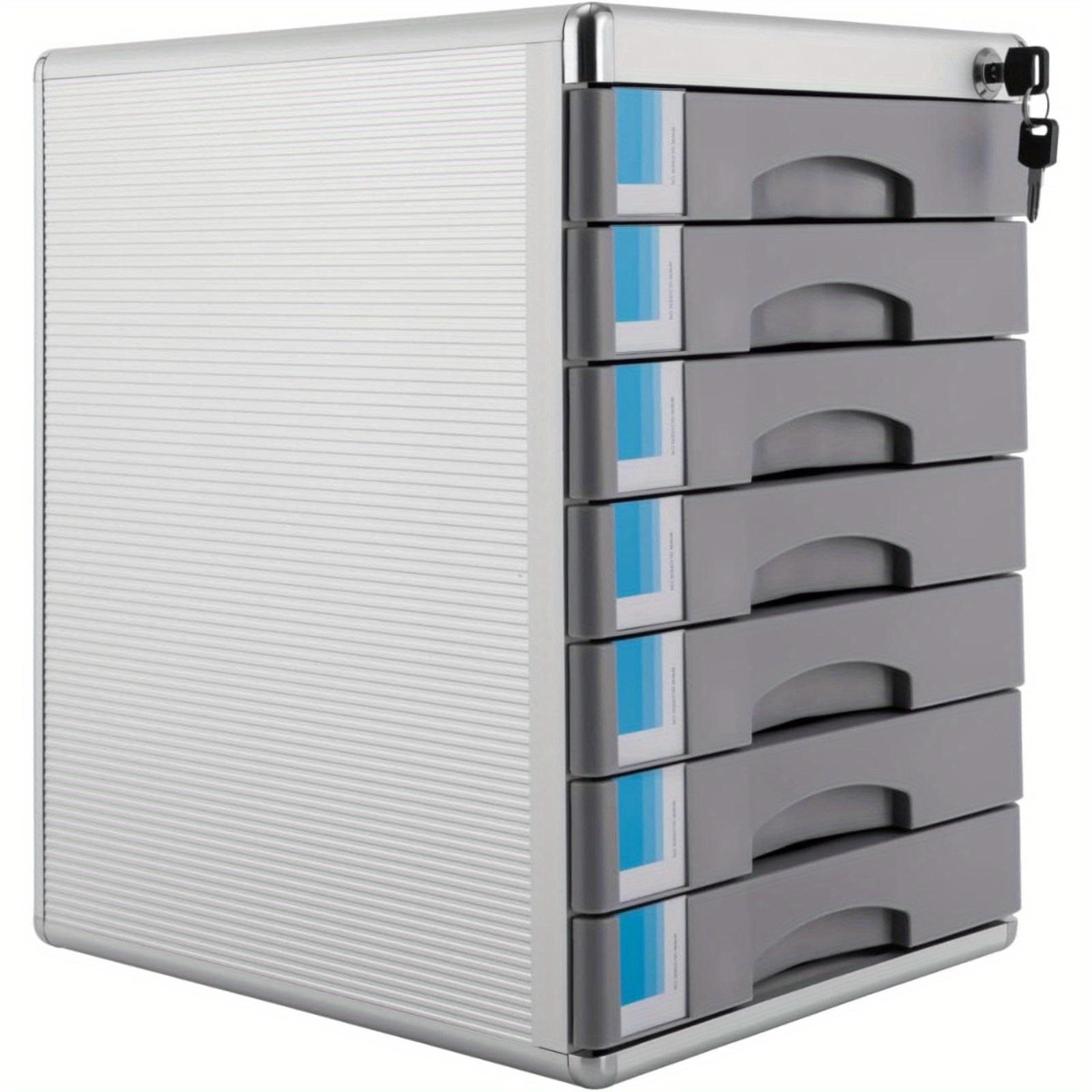 TEMU Thermall A4 Metal Document Box Aluminum Alloy Organizer File Box With 7 Compartments With Lockable And Label Drawer Box For Document Storage Gifts For