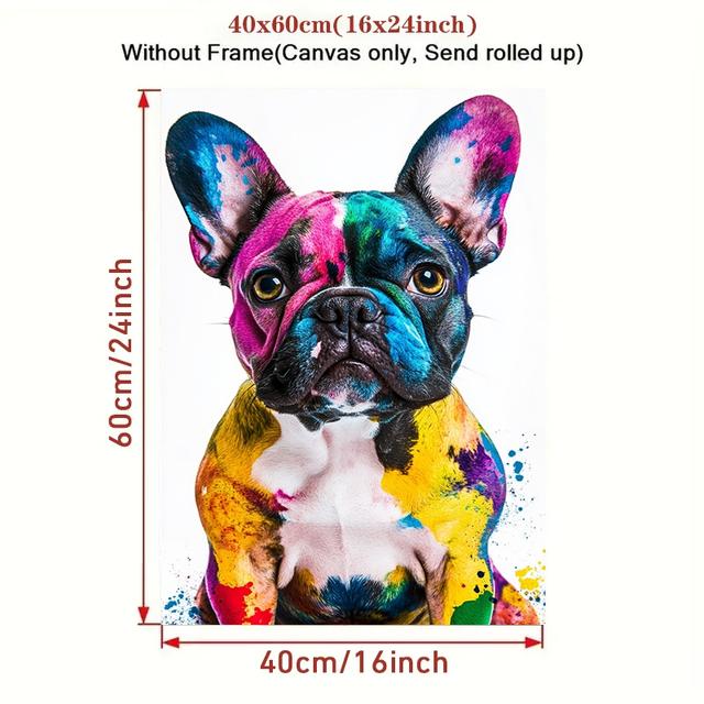 TEMU 1pc Póster de Sin - Pareja de Bulldog Francés Colorida - Perfecto para dormitorios, salas de estar, oficinas, cafeterías, bares, aulas, pasillos - perfecto para , Navidad, Día de San Valentín