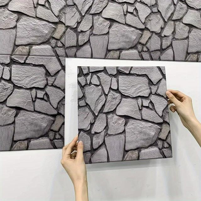 TEMU ZREE 3D papier peint mural auto-adhésif PVC, décoration tridimensionnelle épaisse, 20 pièces, 30x30 cm