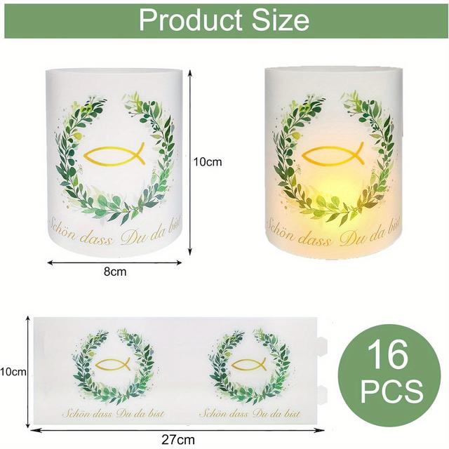 TEMU Set Of 16 Decorative Holders For Tables, Suitable For Communion And Confirmation Celebrations, Featuring Tea Lights Designed For Young Girls