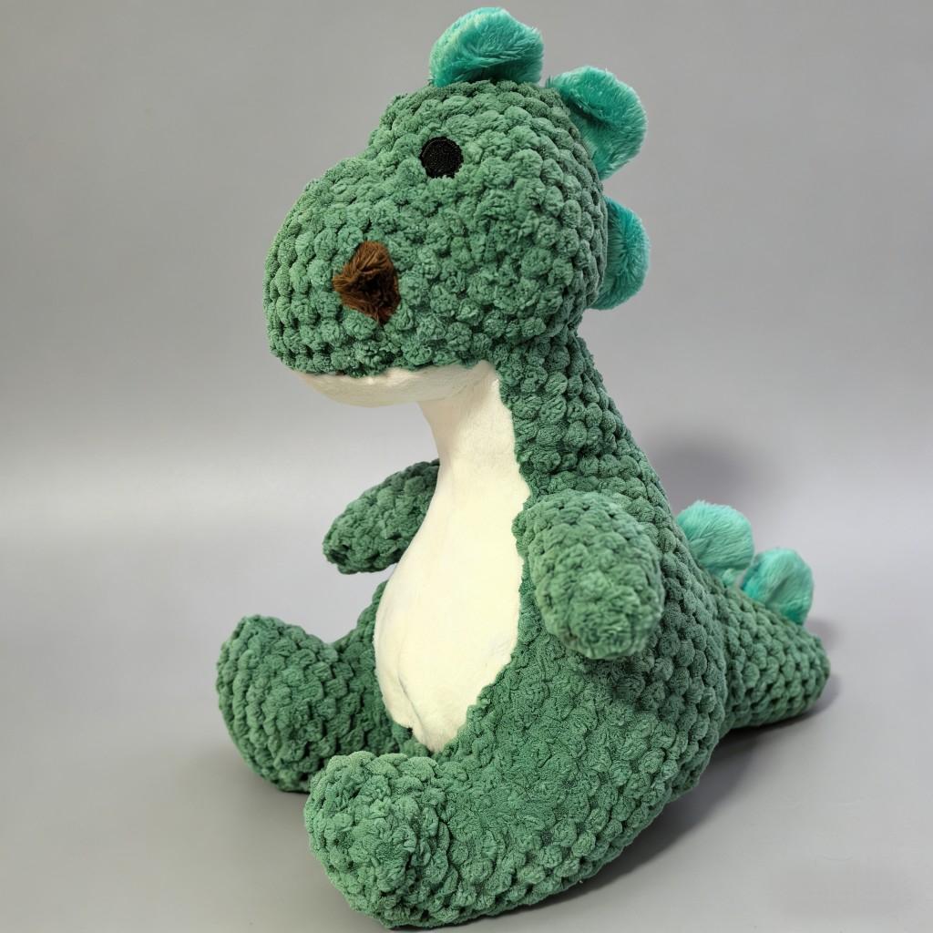 TEMU 1pc Plush Toy Dinosaur Pet Doll | In Yellow, Pink, Green | Zip- Prevents Ingestion Hazards | Embroidered Eyes, Durable, Soft Knit Material | Suitable For Medium To Small Dogs
