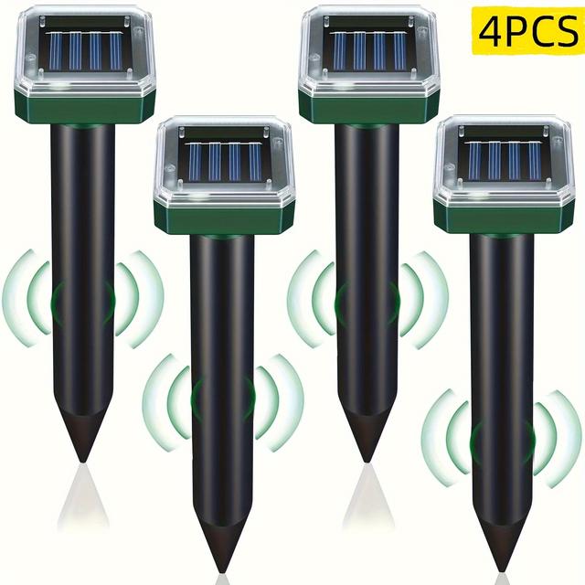 TEMU 4pcs Rectangle Solar Mouse Repeller, Technology Electronic Animal Repeller, And Mouse Repeller For Farm Yards, Insect Repeller For Breeding Gardens, Bird Repeller