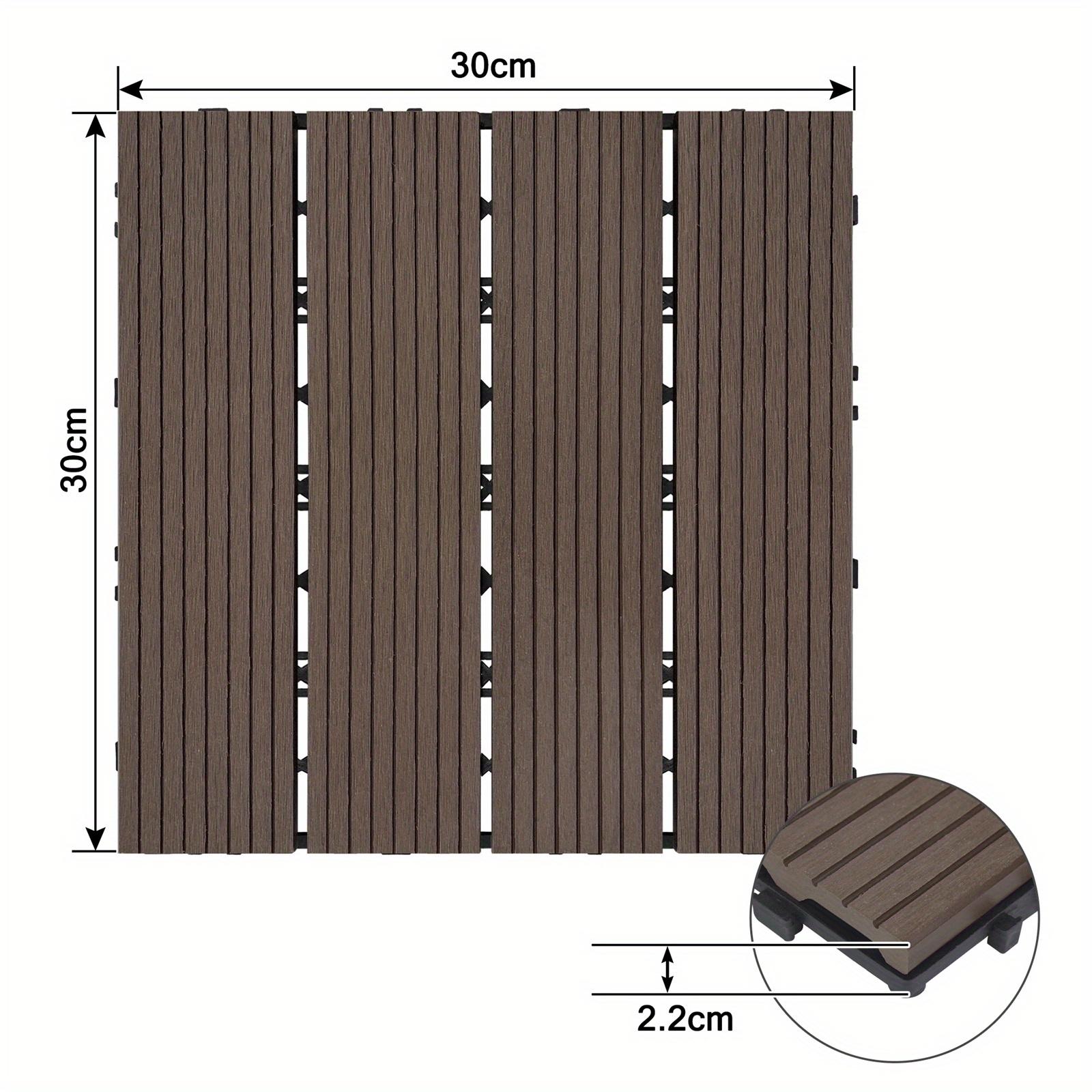 TEMU 30x30cm Light Brown 22pcs Wpc Tiles Patio Tiles Outdoor Tiles Garden Floor Tiles Click