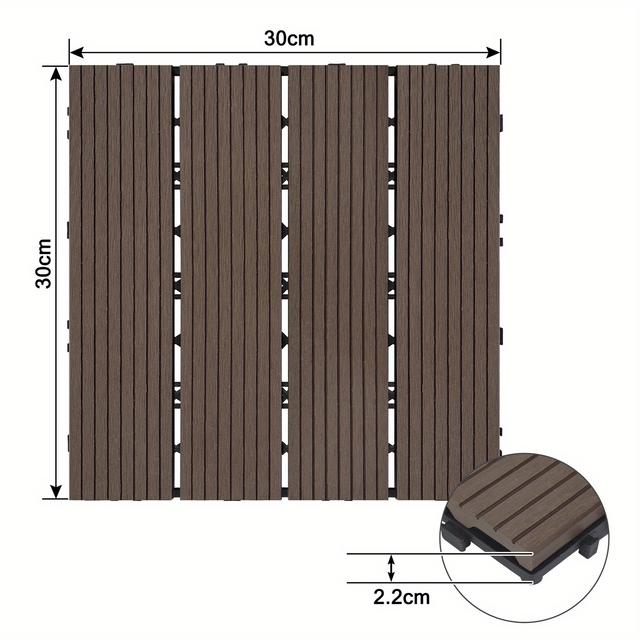 TEMU 30x30cm Light Brown 22pcs Wpc Tiles Patio Tiles Outdoor Tiles Garden Floor Tiles Click
