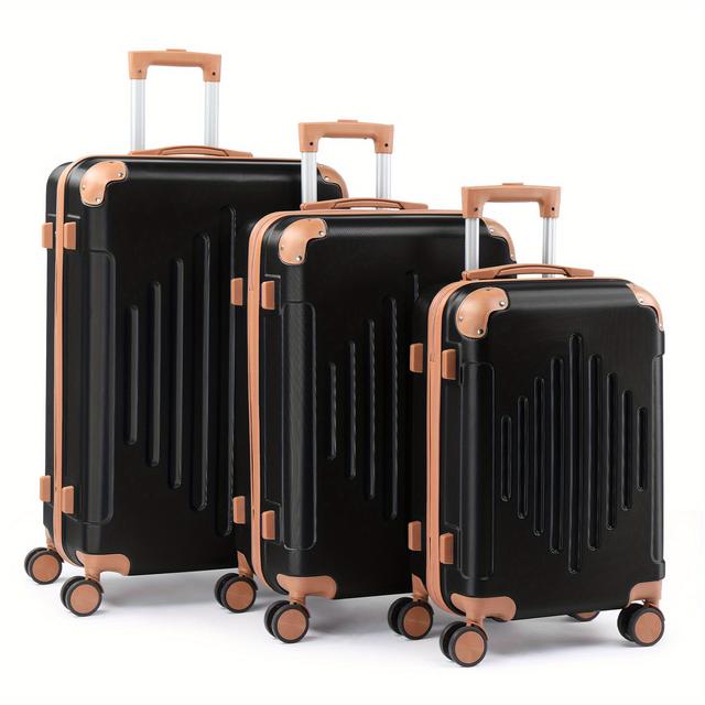 TEMU Ensemble de 3 bagages avec protège-, 20/ 24/ 28 pouces, coque rigide , roues pivotantes 360, grande multifonctionnelle, valise de voyage légère