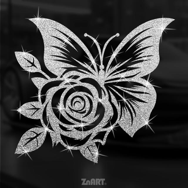 TEMU 1pc And Rose Vinyl Glitter Stickers Suitable For Vehicles, Notebooks, And Glass Surfaces. Glitter Stickers Conceal Scratches, Are Easy To Apply