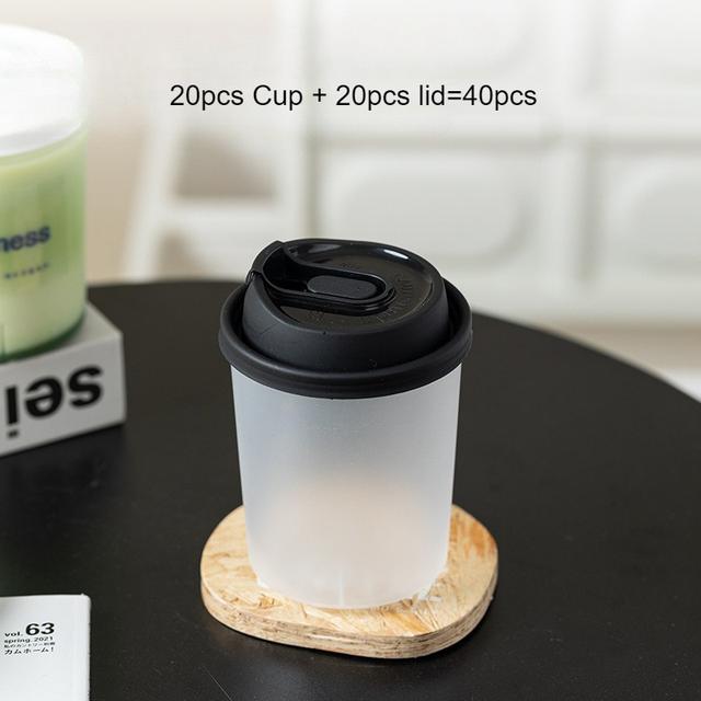 TEMU 40 peças 20 copos + 20 tampas de 16.91 onças em PP - copo à de vazamento, ideal para chá com , café e quentes/frios, perfeito para uso doméstico ou ao ar livre