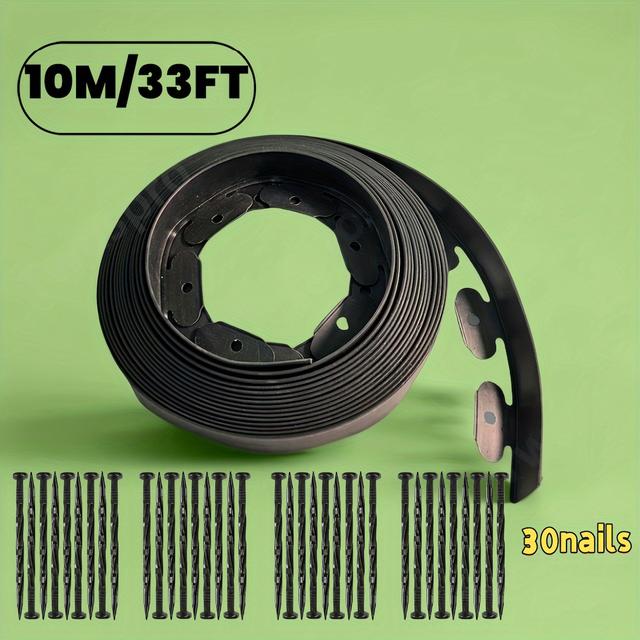 TEMU 1set 393.7-inch Lawn Edge, Garden Border Trim With 30 Strong Fixing Nails, Height Of 5.0cm