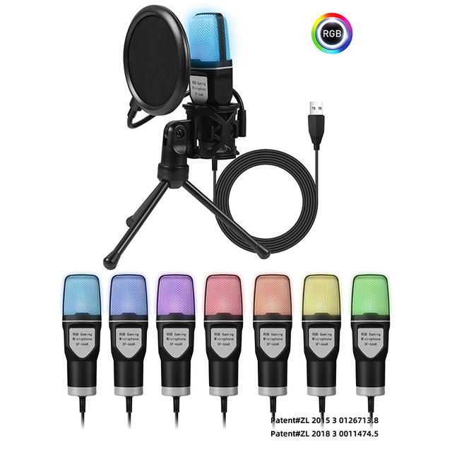 TEMU Game Microphone, Usb Pc Microphone For Podcast Videos, , With Fast Mute Function, Tripod, Spray Hood, Rgb Indicator Light, Shock Absorber, Rotary Button, Compatible With Ps4/5/pc