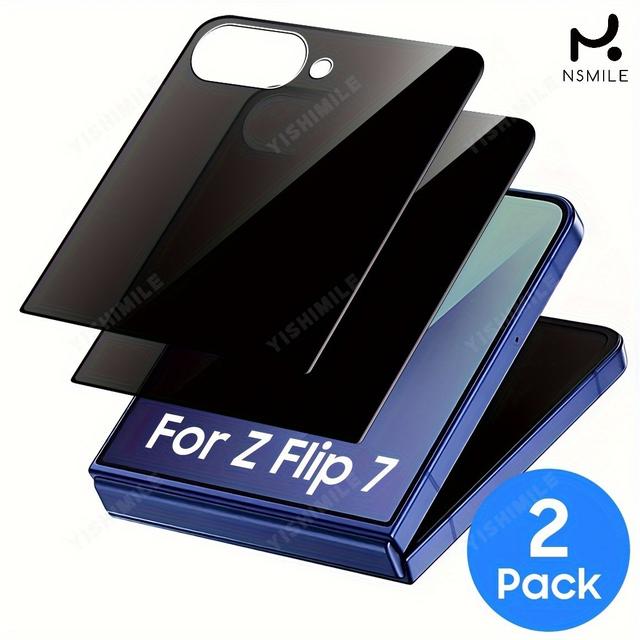 TEMU 2pcs Privacy Screen Protector Tempered Glass, Case Friendly, Scratch-resistant, , Suitable For Galaxy Z Flip 7