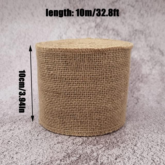 TEMU Jute-Burlap-Bandrolle, 4 Zoll x 10 Meter - Ideal für Geschenkverpackungen, DIY-Bastelarbeiten, Hochzeits- und Heimdekorationen