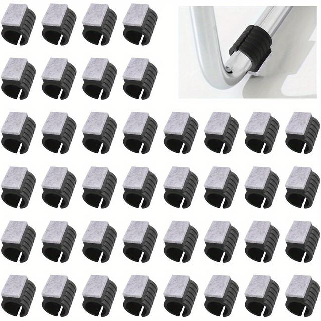 TEMU 40 Stück Stuhl Fußpolster | Stuhlbein Schutzmatte aus Kunststoff, U-förmige rutschfeste Filz Stuhlpolster, Stuhlbeinkappen für runde Schlittenbasis Stuhlbeine (Schwarz) Garagenlagerung Hardware