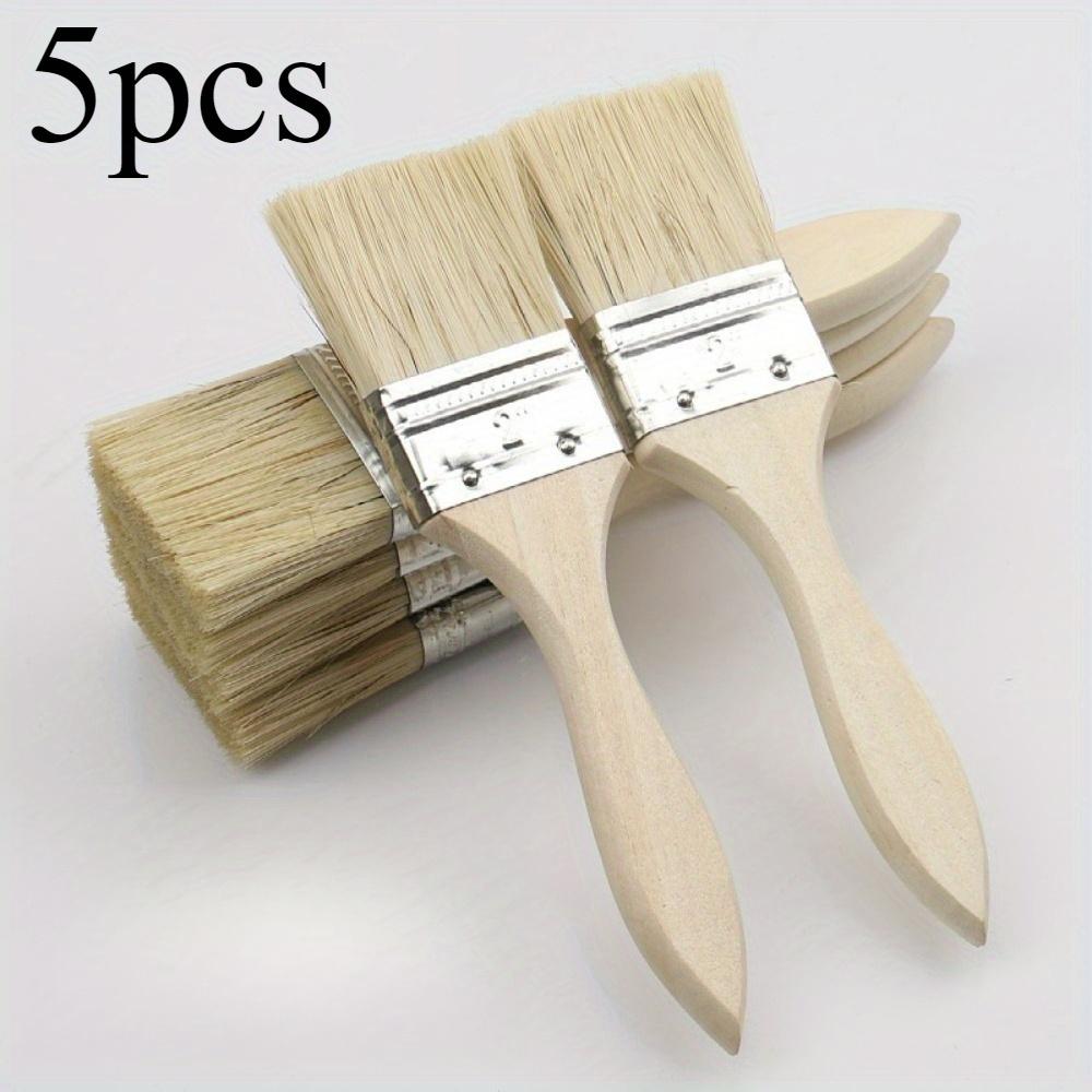 TEMU Juego de 5 pinceles de pelo largo y con mango de madera, cepillo de cerdas industriales, cepillo de limpieza, cepillo para con mango de madera