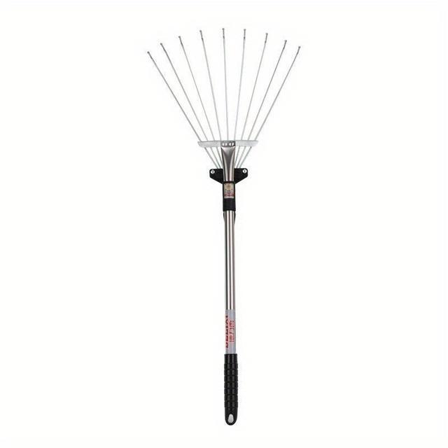 TEMU Telescopic Metal Garden Leaf Rake Gardening Tools Extendable Up To 74cm