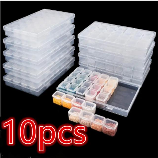 TEMU 10er Set 280-Fach Diamant Malerei Aufbewahrungsbox 28-Fach Diamant Zubehör Werkzeugkasten Geeignet für Nagelkunst Bastelarbeiten Organisation, Lagerung und Transport