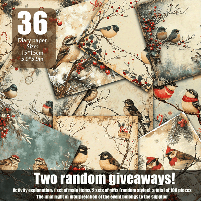 TEMU 3*36 Sheets Of Vintage Christmas Decorative Paper, Paper Suitable For Background Decoration, Junk Journal, Handmade And