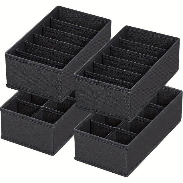 TEMU 4er-Set Schubladen-Aufbewahrungsbox für Socken Unterwäsche, faltbare Aufbewahrungsbox für Schrank Kleiderschrank, kann Kleidung, Socken, Unterwäsche, Krawatten, Gürtel aufbewahren, Schlafzimmer
