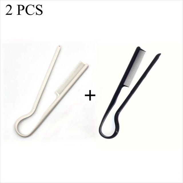 TEMU 2pcs Professional V-shaped Hair Comb - Casual Plastic Finishing Comb For Straightening And Trimming - Practical Hairdressing Tool