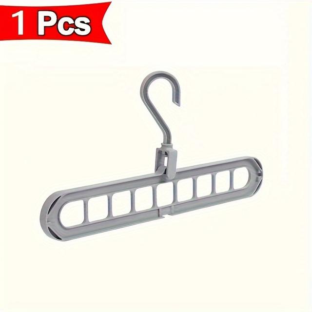 TEMU 1個 重厚折りたたみプラスチックハンガー 9フック付き - 滑り止め、省スペースクローゼットラック、耐久性抜群の弾性表面、シャツ・パンツなどに最適な多目的ラック