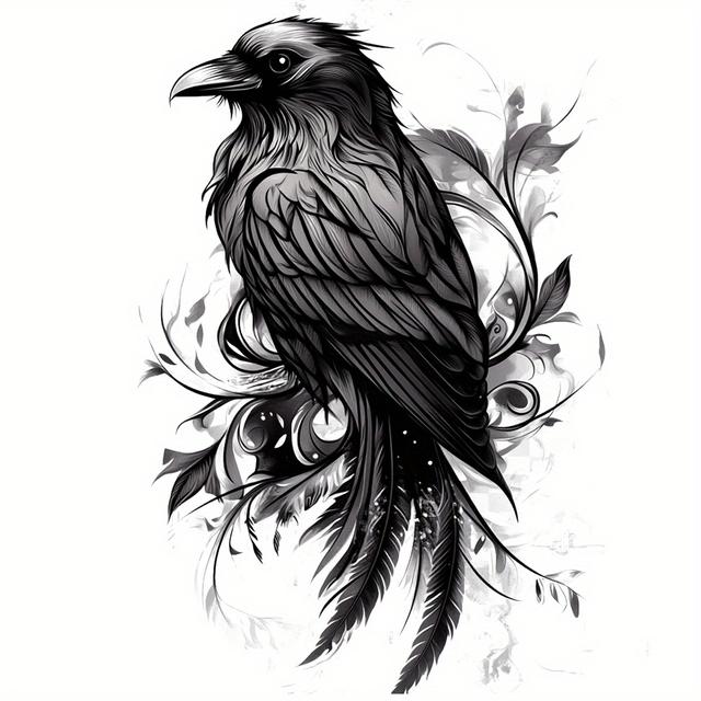TEMU 4 Sheets Crow Black Temporary Tattoos Tattoo Body Art Stickers For Party Decor & Favors Fake Tattoos Neck Arm Chest For Women Men Adults