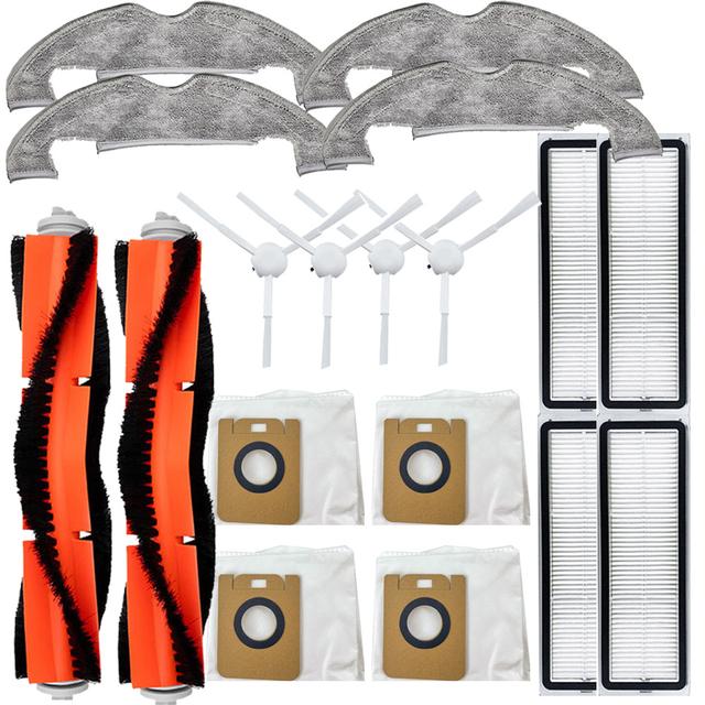 TEMU Pièces de rechange pour l'aspirateur robot Xiaomi Dream Bot D10 Plus RLS3D comprenant la brosse latérale principale, le filtre haute efficacité, le nettoyeur, et le sac à poussière.