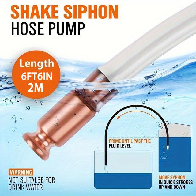 TEMU 6 Feet 6 Inches 2 Meters Self- Siphon Pump With Safety Hose -1/2 Inch Valve Suitable For , Cars, Boats, And Lawn Mowers - Transfer Tool For Kitchens And Bathrooms