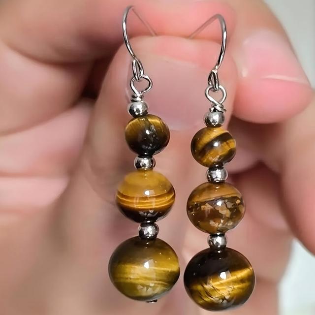 TEMU Tiger Eye Simple Earrings New Commemorative Jewelry Versatile Exquisite Christmas Birthday Gift, For Teenager