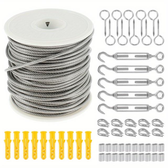 TEMU Heavy-duty Cable Rope Made Of Pvc-coated, Suitable For Garden Wire, Railing, And Fencing, Ideal For Outdoor Tents And Cleaning Tasks