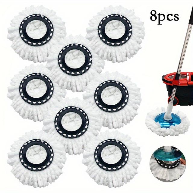 TEMU 8 Pack Spin Mop Replacement Head For 360 Degree Spin Mop, Round Hurricane , Microfiber Spin Mop Refill, Easy Clean Mop Replacement Head Mop Bucket Kit Additions