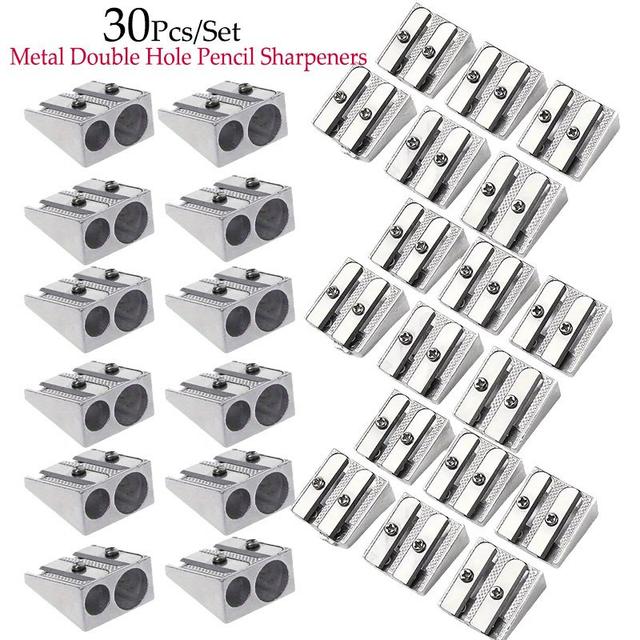 TEMU 30pcs Metal Pencil Sharpeners With Double Hole Design, Stationery And Office Supplies, Pencil Sharpener