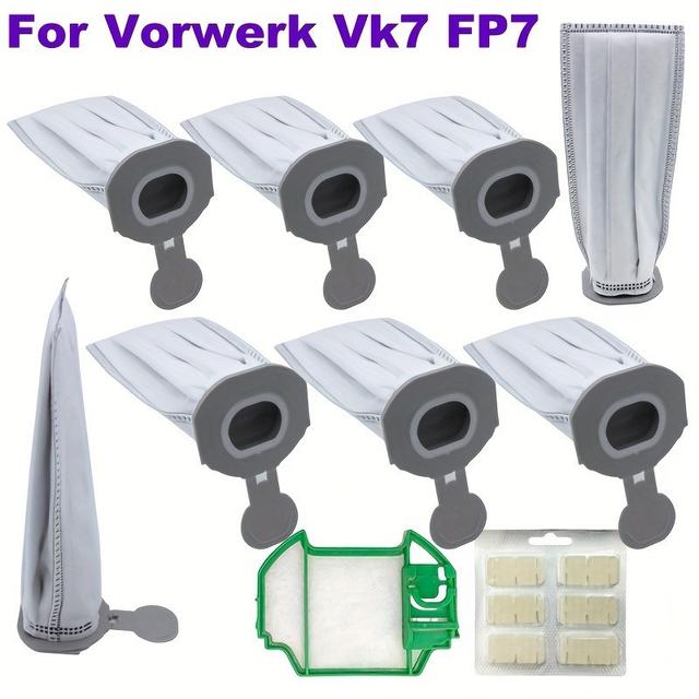 TEMU 10 Bolsas de repuesto de polvo para prefiltro y hojas de compatibles con Vorwerk Kobold VK7 FP7 Cordess Aspiradora - Kit de accesorios de limpieza de suelos de plástico para aspiradora