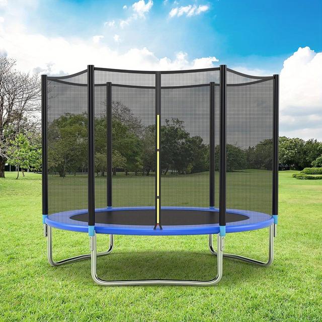 TEMU Professional Trampoline With Safety Fence, 8ft 10ft 12ft 14ft 15ft 16ft Heavy Duty Jumping Mat And Spring Cover Pad
