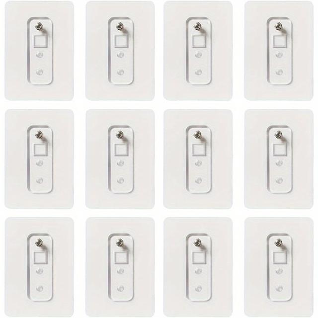 TEMU 12pcs 자체 접착 스크루 후크, 중장비 펀치 프리 벽걸이 나일, 아크릴 소재, 드릴링 마법 후크, 욕실 및 주방용, 욕실 벽 후크