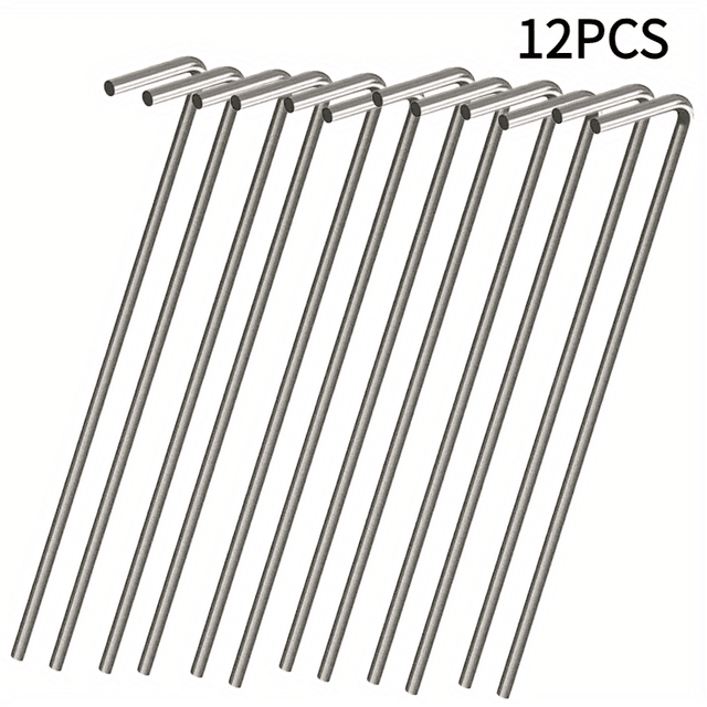 TEMU 12pcs Stainless Steel Tent Pegs- Ideal For Camping, Gardening& Christmas Decorations