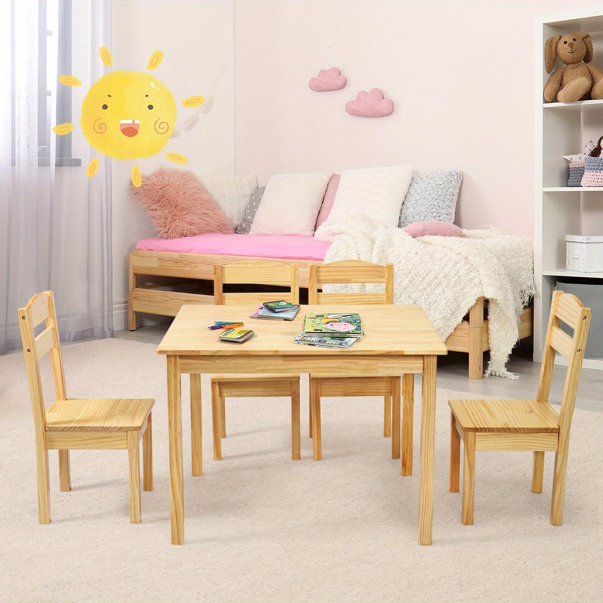TEMU Lifezeal 5pcs Kids Seating Group With Wood, Table With 4 Chairs, Colorful Furniture With Backrest And Paint, Seat Height For Kids From 3 Years