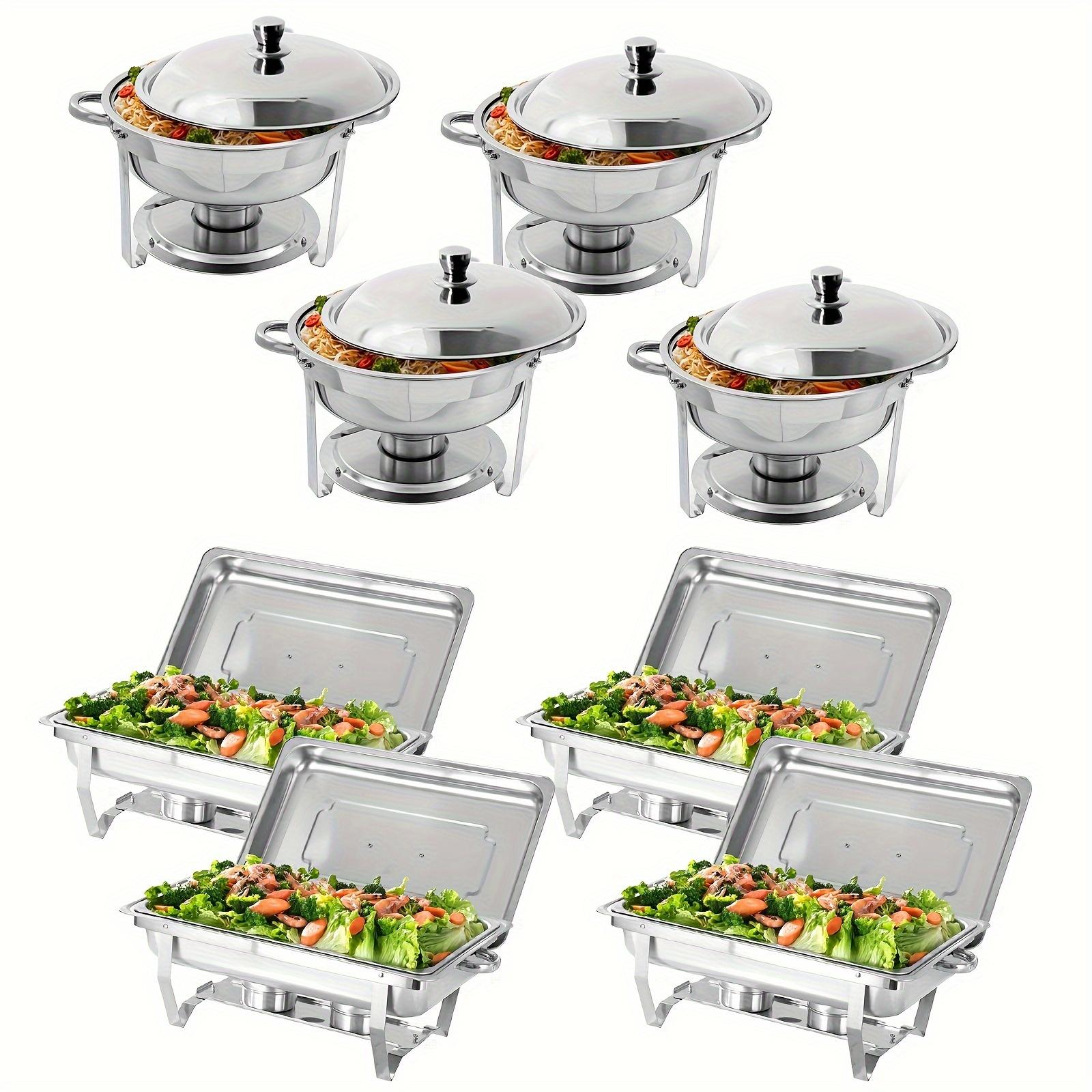 TEMU 8 Pack Chafing Dish Buffet Set, Stainless Steel Food Pans, Restaurant Catering Parties Weddings, Cooking