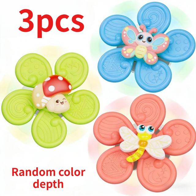 TEMU Set de 3 juguetes giratorios con , juguetes giratorios fáciles de usar con los dedos, juguetes de baño con temática de dibujos animados