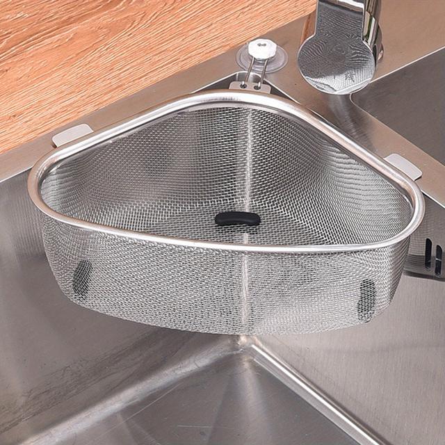 TEMU Stainless Steel Sink Strainer Basket - Leak-proof Metal Garbage Filter With Mesh Storage For Fresh Produce, Easy To Clean, Corrosion-resistant, Durable, Space-saving Kitchen Drain Solution
