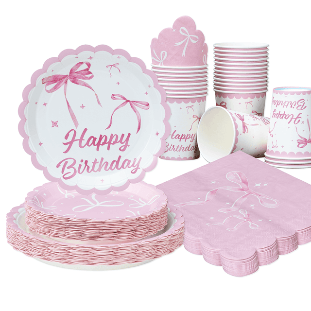 TEMU 55pcs Disposable Plate, Napkin, And Cup Set With Pink , Party Supplies For Birthdays, Weddings, Picnics