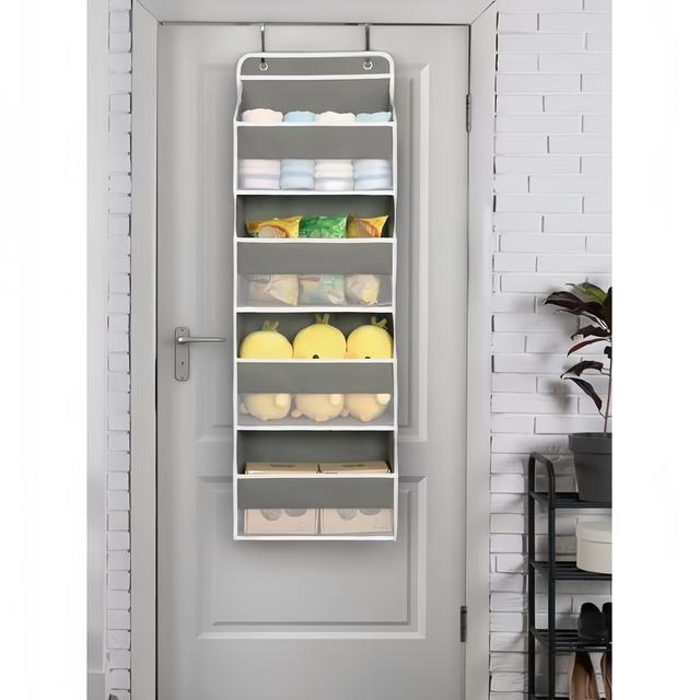 TEMU A 4-tier Collapsible Wall-mounted Storage Unit Featuring Mesh Pockets And Hooks, Designed For . This Stackable Fabric Box Is Ideal For Doors Or Walls