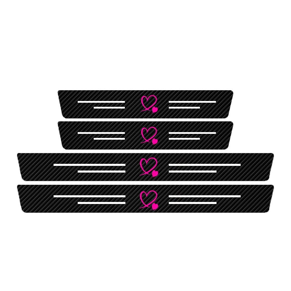 TEMU 4pcs Set Of Heart-shaped Car Threshold Strips, Waterproof And Scratch-resistant, Suitable For Most Car Models, , An Ideal Gift For !