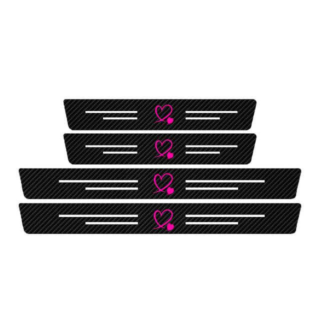 TEMU 4pcs Set Of Heart-shaped Car Threshold Strips, Waterproof And Scratch-resistant, Suitable For Most Car Models, , An Ideal Gift For !