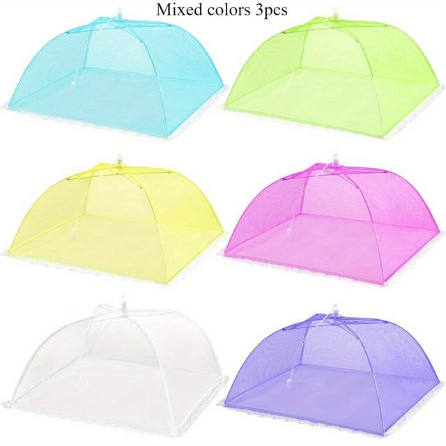 TEMU 6/3 Pack Colored Pop-up Mesh Food Cover Tent For Outside, 12 Inches Reusable And Collapsible Outdoor Picnic Food Covers Net For Party Picnic, Bbq, Camping