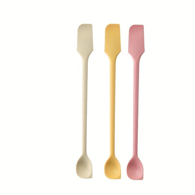 TEMU 3 Stück multifunktionale Langstiel-Doppelkopf-Mini-Löffel, Silikon-Marmeladenlöffel – Käse- Gelee-, Salatcreme-, -Rührstäbchen, Küchengewürzwerkzeuge