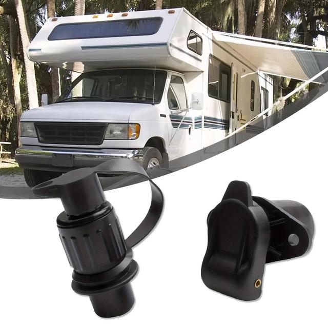 TEMU 2pcs Plastic Trailer Connector Plug Socket Kit, 3-pin Rv Truck Parts, High Quality Automotive Supplies, Hot Selling Spare Parts, Trailer Wiring Kit, Trailer Accessories