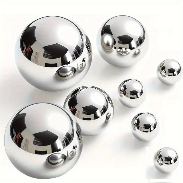 TEMU 8pcs Different Sizes Of Stainless Steel Balls Mirror Polished Hollow Balls For Decorating Fountains - Garden Decorative Balls Metal Balls Garden Balls Pond Balls Floating Balls