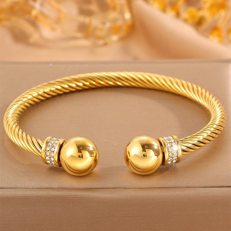 TEMU 1 unidad - Pulsera de Cuentas Redondas Retorcidas en Oro ¡Diseño Exquisito y , Estilo Elegante, Detalles Exquisitos, Mostrando Personalidad y Gusto a - con Material de Acero Inoxidable
