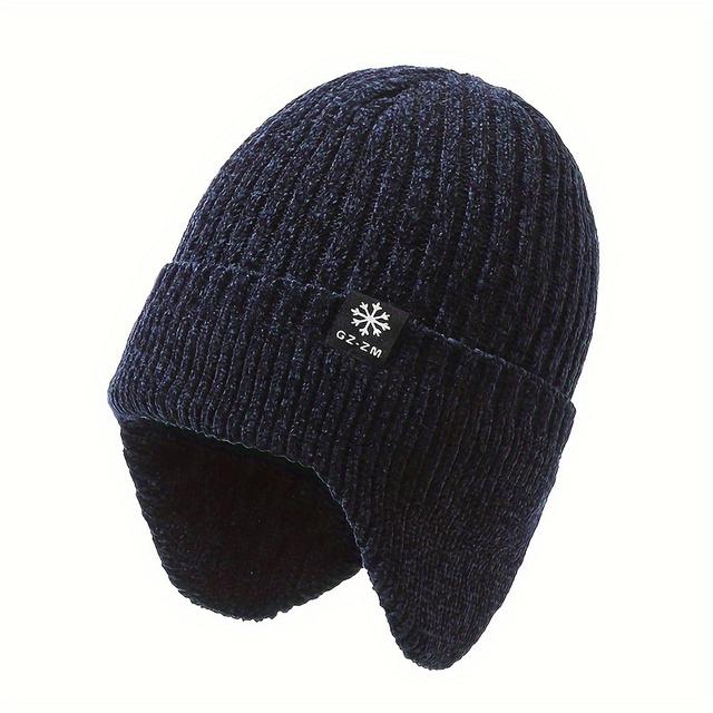 TEMU Gorro de invierno tejido y con forro polar y protección para - Capucha gruesa aislada, ideal como regalo navideño tanto para hombres como para mujeres, disponible en (Negro, Gris, Azul)
