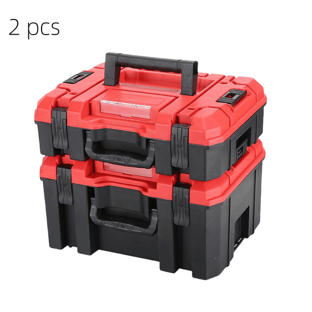 TEMU 2개 세트 헤비듀티 스택 가능 도구 상자 - 드릴, 톱 및 하드웨어용 다기능 수납공간이 있는 대용량 산업용 플라스틱 보관 케이스 - 홈 & 작업장 정리용 휴대용 공구함, 견고한 디자인, 안전한 뚜껑 잠금