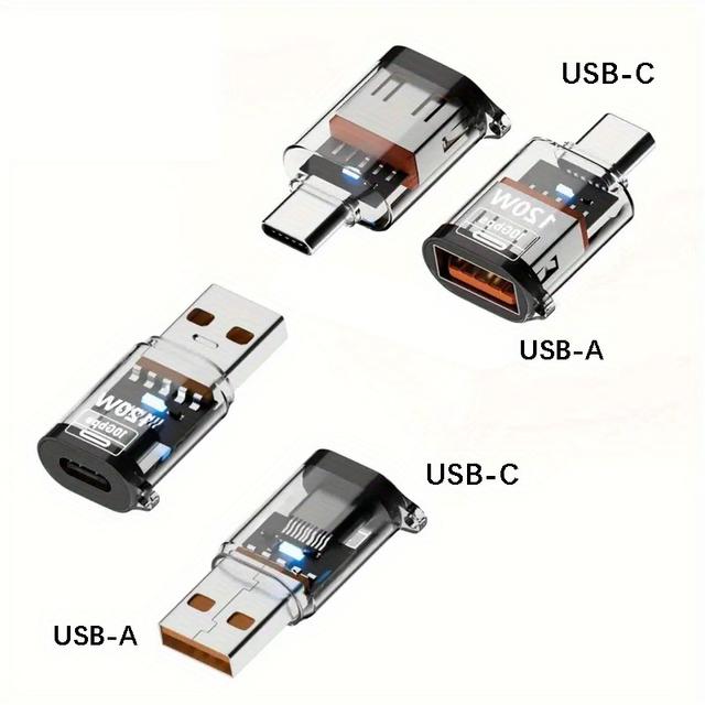 TEMU 4pcs Usb To Usb C Adapter, Usb Type C Female To Usb Adapter, Type-c Male To Usb-a Female Adapter 10gbps 120w Usb C To Usb 3.2 Adapter Otg Fast Charging For Laptop Car Smartphone Headphone Mic Pc